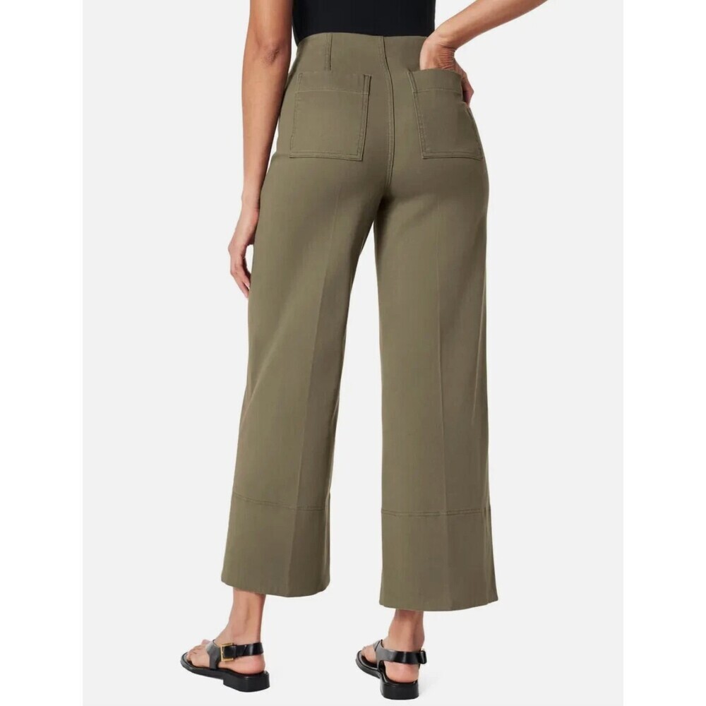 Spanx Stretch Twill Cropped Wide Leg Pant in Olive Green Size Large - Picture 2 of 8